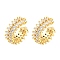 Rack Plating Brass Cubic Zirconia Cuff Earrings, Long-Lasting Plated, Lead Free & Cadmium Free, Real 18K Gold Plated, 13x5mm