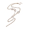 Glass Teardrop Lariat Necklaces with Brass Figaro Chains, Light Gold, 15.35 inch(390mm)