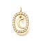 Brass Micro Pave Cubic Zirconia Pendants, Cadmium Free & Nickel Free & Lead Free, Real 18K Gold Plated, Oval with Letter Charms, Letter C, 18.5x11x3.5mm, Hole: 2x1.5mm