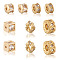 10Pcs 5 Styles Brass Clear Cubic Zirconia Beads, Mixed Shapes, Mixed Color, 5.5~9.5x5.5~9.5x3~6.5mm, Hole: 1.4~3.5mm, 2pcs/style