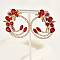 Golden Brass Micro Pave Cubic Zirconia Dangle Stud Earrings, Flower, Red, No Size