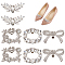 8Pcs 4 Styles Alloy Rhinestone Shoe Decoration, Detachable Shoe Buckle Clip, Mixed Shapes, Platinum, 29~49x61~67x5~12mm, 2pcs/style