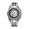 Alloy Watch Head Mechanical Watches, with Stainless Steel Watch Band, Stainless Steel Color, Black, 70x22mm, Watch Head: 55x52x17.5mm, Watch Face: 34mm