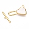 Brass Toggle Clasps, Cadmium Free & Nickel Free & Lead Free, with Shell, Heart, Real 18K Gold Plated, 21.5x13.5x2.5mm, Hole: 1.8mm, Bar: 3.5x18x1.5mm, Hole: 1.2mm