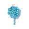 Handmade Glass Seed Beaded Clover Pendants, with 304 Stainless Steel Jump Rings Loop & Glass, Faceted, Deep Sky Blue, 30x28x5mm, Hole: 3mm