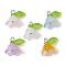 5Pcs 5 Color Glass Flower of Life Charms, with Brass Loops, Platinum, 13x14.5x11mm, Hole: 2.2mm, 1Pc/color