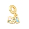 Brass Micro Pave Clear Cubic Zirconia European Dangle Charms, with Colorful Enamel, Large Hole Pendants, Cadmium Free & Lead Free, Paw Print, Real 18K Gold Plated, 24mm, Hole: 4.5mm