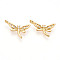 Brass Micro Pave Cubic Zirconia Charms, Dragonfly, Real 18K Gold Plated, 14.5x8.5x3mm, Hole: 1.2mm