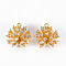 Brass Micro Pave Clear Cubic Zirconia Pendants, Cadmium Free & Nickel Free & Lead Free, Flower, Real 18K Gold Plated, 15.5x15x8mm, Hole: 1.2mm