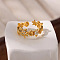 Brass Micro Pave Cubic Zirconia Cuff Rings for Women, Sea Animals Themes, Golden, Tortoise, Inner Diameter: 18mm