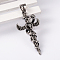 304 Stainless Steel Big Pendants with Rhinestone, Cross, Jet, 49x25x11mm, Hole: 9x5mm
