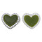 Acrylic Cabochons, with ABS Plastic Imitation Pearl Beads, Heart, Dark Olive Green, 20.5x22x5mm