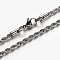 Non-Tarnish 304 Stainless Steel Rope Chains Necklace, with Lobster Claw Clasps, Stainless Steel Color, 21.65 inch(55cm)