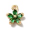 Brass Cubic Zirconia Flower Charms, Real 18K Gold Plated, Bauhinia Charm, Green, 10x8x3mm, Hole: 1.2mm