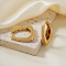 Retro Shiny Brass Clear Cubic Zirconia Trapezoid Hoop Earrings, Golden, 25x21mm