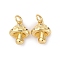 Brass Pave Cubic Zirconia Charms, Mushroom, Rack Plating, Lead Free & Cadmium Free, Long-Lasting Plated, with Jump Ring, Real 18K Gold Plated, 13x10.5x5.5mm, Hole: 3.5mm