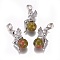 Natural Unakite Pendants, with Platinum Tone Brass Findings, Fairy, 25~26x12~13x8mm, Hole: 3.5x5.5mm