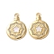 Brass Micro Pave Cubic Zirconia Pendants, with Shell, Flat Round Charms, Real 18K Gold Plated, Rack Plating, Lasting Plated, Cadmium Free & Lead Free, with Jump Ring, Star, 27x20.5x4mm, Hole: 3mm