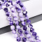 Dyed Natural White Jade Beads Strands, Two Tone, Faceted, Star Cut Round Beads, Medium Purple, 7~8x6~7.5x6~7.5mm, Hole: 1mm, about 48~49pcs/strand, 14.17~15.35''(36~39cm)