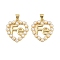 Brass & ABS Imitation Pearl Pendants, Word FE, Cadmium Free & Lead Free, Rack Plating, Long-Lasting Plated, Real 18K Gold Plated, Heart, 22x21x4mm, Hole: 4x3mm