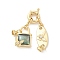 Brass Micro Pave Clear Cubic Zirconia Spring Ring Clasps, Cadmium Free & Nickel Free & Lead Free, with Natural Paua Shell, Butterfly, Golden, 45mm