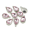 Alloy Glass Charms, Faceted, teardrop, Platinum, Pearl Pink, 14.5x9x5mm, Hole: 1.5mm