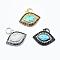 Brass Micro Pave Cubic Zirconia Pendants, with Synthetic Opal, Eye, Mixed Color, 14~14.5x17.5x2.5mm, Hole: 4mm