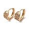 Brass Micro Pave Cubic Zirconia Hoop Earrings, Hollow Heart, Light Gold, 15x7mm