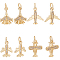 8Pcs 4 Style Brass Pave Cubic Zirconia Pendants, with Jump Ring, Long-Lasting Plated, Lead Free & Cadmium Free, Plane Charm, Real 18K Gold Plated, 14~16x11~13x1.8~5mm, Hole: 2.4~3mm, 2pcs/style