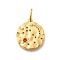 304 Stainless Steel Pendants, with Rhinestone, Ion Plating(IP), Flat Round with Star Moon, with Jump Ring, Light Siam, 17.5x15x2mm
