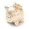Brass Charms, Cadmium Free & Nickel Free & Lead Free, Pig, with Jump Ring, Real 18K Gold Plated, 13.5x10.5x12mm, Hole: 3mm