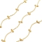 Brass Curved Bar Link Chains, with Round Ball Charms, Cadmium Free & Nickel Free & Lead Free, Unwelded, with Spool, Real 18K Gold Plated, 19.5x1mm