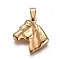 304 Stainless Steel Pendants, Horse Head, Golden, 23.5x22x3.5mm, Hole: 3.5x8mm