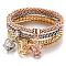 3Pcs Alloy Rhinestone Charm Bangle Set, Stackable Bangles for Women, Crown, Inner Diameter: 2-3/4 inch(7cm)