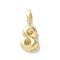 Brass Pendants, Number Charms, Rack Plating, Long-Lasting Plated, Lead Free & Cadmium Free, Real 18K Gold Plated, 14.5x8.5x3mm, Hole: 4x2.5mm