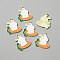 Alloy Enamel Pendants, Light Gold, Rabbit with Carrot, Orange, 28.5x24x1mm, Hole: 1.8mm, 10pcs/bag