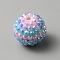 Stripe Pattern Resin Rhinestone Beads, Pave Disco Ball Round Beads, Deep Sky Blue, 2x1.85cm, Hole: 2.8mm