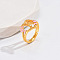 Heart & Flower Brass Pearl Pink Enamel Adjustable Finger Rings, Cadmium Free & Nickel Free & Lead Free, Golden, Letter N, 14mm, Inner Diameter: 17mm