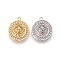 Brass Micro Pave Cubic Zirconia Pendants, Long-Lasting Plated, Flat Round with Lion Head, Clear, Mixed Color, 18x16x4mm, Hole: 1.2mm