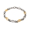 201 Stainless Steel Oval Byzantine Chain Bracelets, with 304 Stainless Steel Clasps, Golden & Stainless Steel Color, 8-7/8 inch(22.5cm)
