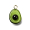 Brass Acrylic Pendants, Lead Free & Cadmium Free, Rack Plating, Long-Lasting Plated, Golden, Avocado, 16.5x10x8.5mm, Hole: 1.8mm