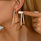 201 Stainless Steel Clear Cubic Zirconia Hoop Earrings, Triangle, Golden, 46mm
