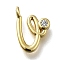 Brass Micro Pave Cubic Zirconia Pendants, Letter Charms, Rack Plating, Long-Lasting Plated, Cadmium Free & Lead Free, Letter V, 12x8.5x2mm, Hole: 1.6mm