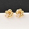 Brass Micro Pave Clear Cubic Zirconia Flower Stud Earrings, with 316 Surgical Stainless Steel Pins, Nickel Free, Real 18K Gold Plated, 10x10mm