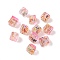 Baking Painted Handmade Gold Sand Lampwork Beads, Cube, Pink, 8~9x9x6~7mm, Hole: 1.8mm