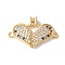 Brass Micro Pave Cubic Zirconia Heart Connector Charms, Real 18K Gold Plated, Long-Lasting Plated, Cadmium Free & Lead Free, Rack Plating, Colorful, 15x24x3.5mm, Hole: 1.5mm
