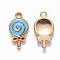 Alloy Pendant Rhinestone Settings, with Enamel, Lollipop, Light Gold, Deep Sky Blue, Fit for 1mm Rhinestone, 18.5x10x2mm, Hole: 1.6mm