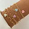 4Pcs Heart Alloy Bracelet Set for Women, Golden, 6-3/4 inch(17cm)