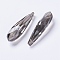 Glass Pendants, Faceted, teardrop, Black, 49x14x13mm, Hole: 1.5mm