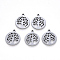Non-Tarnish 304 Stainless Steel Pendants, Laser Cut, Flat Round with Tree of Life, Stainless Steel Color, 17.4x13.8x1mm, Hole: 1mm